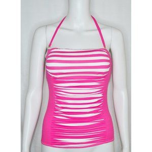 Anne Cole Signature Ruched Tankini Swim Top Stripe Pink/White Barbie Size S/P